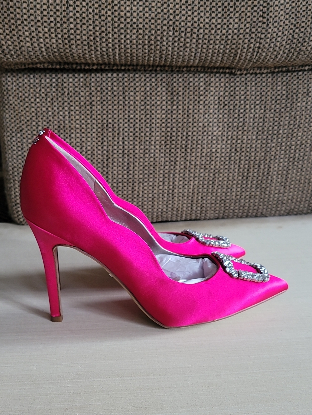 Sam Edelman Harriett Satin Pointed Toe Stilletto Fuschia 7.5